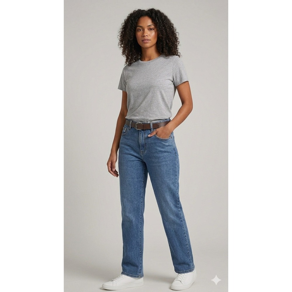 Lee Relaxed Straight Leg At‎ The Waist Women's 10 Long Jeans Dark Wash Pants